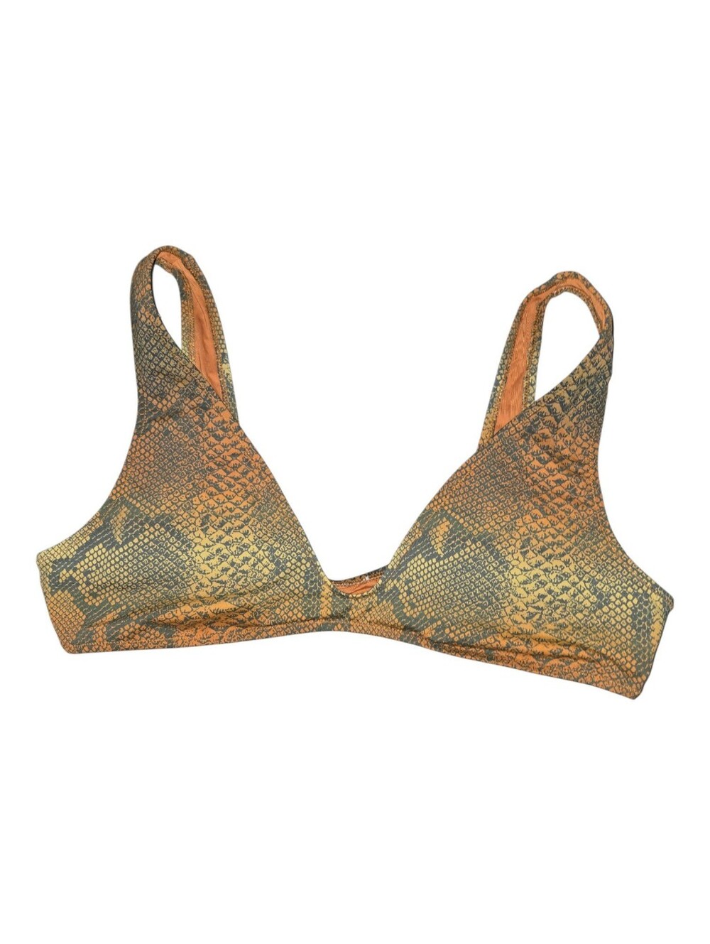 NWT SKIMS Signature Swim Plunge Triangle Top Onyx Forest Ombre Snake Print XL